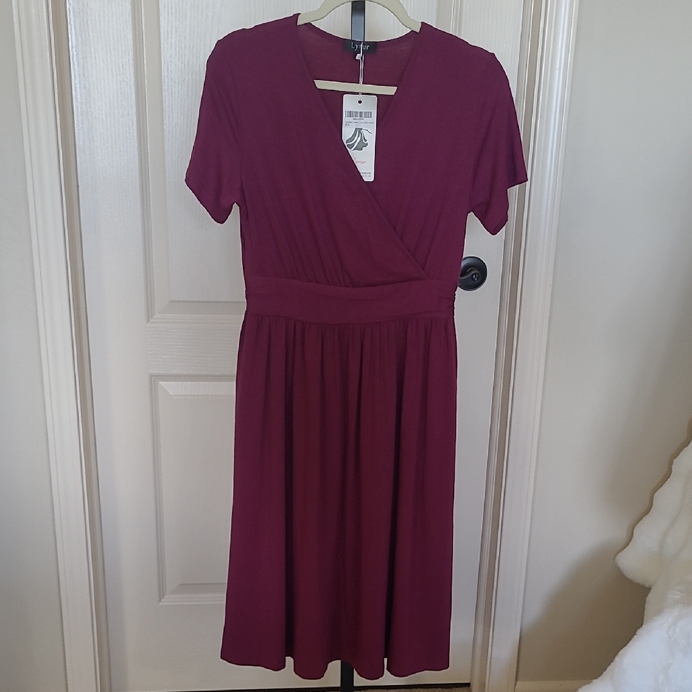 LYRUR Womens Purple Midi Dress with Pockets New Size M